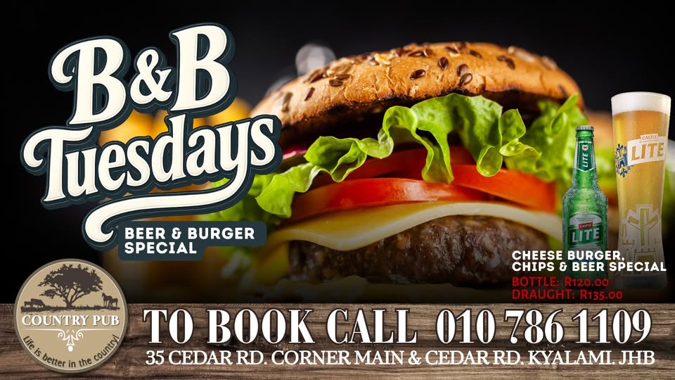 B&B Tuesdays at Country Pub Kyalami!