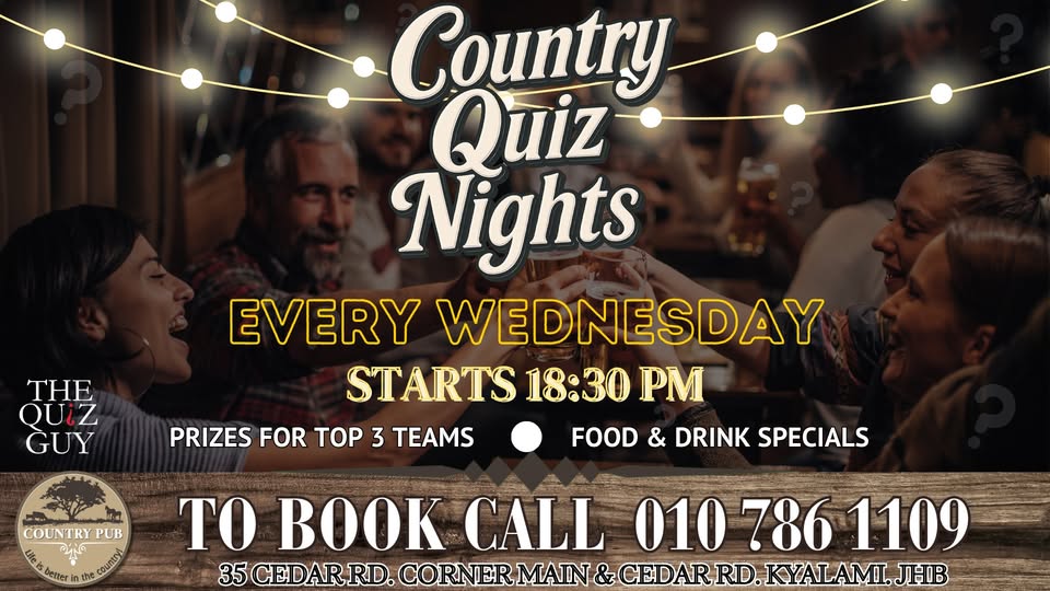 QUIZ NIGHTS @ COUNTRY PUB EVERY WEDNESDAY